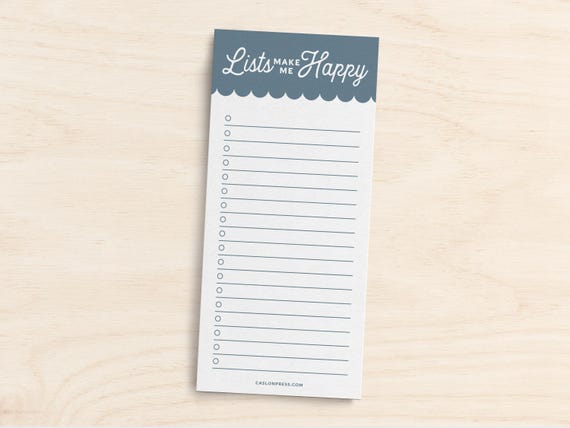 Lists Make Me Happy Jotter Pad - Jotter Pad, Shopping Lists, I Love Lists, Shopping List Pad, Well being Note Pad - CPNP101