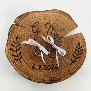 Porta fedi in legno con incisione, personalizzato con iniziali e data, wedding