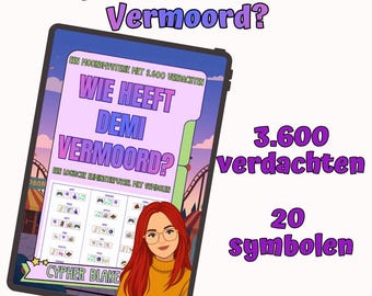 Gepersonaliseerd pretpark moord mysterie puzzelboek PDF | Logica puzzel met symbolen | Verdachten elimineren | Achtbaan detective spel