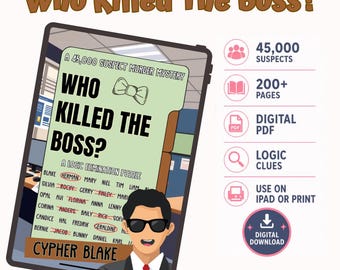 Chi ha ucciso il capo? Rompicapo logico a tema omicidio in PDF, 45.000 sospetti, gioco investigativo stampabile, puzzle per iPad, regalo misterioso digitale.
