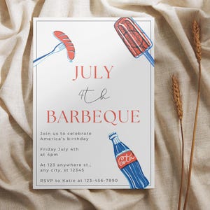 4th Of July BBQ Invitation Template, Editable 4th Of July Party Invite, Independence Day Barbeque Party, Fourth Of July BBQ Invitation
