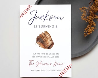 Editable Baseball Birthday Invitation, Baseball Birthday Invite Template, Baseball Party, Sport Party, Boy Baseball Invite, Instant Download