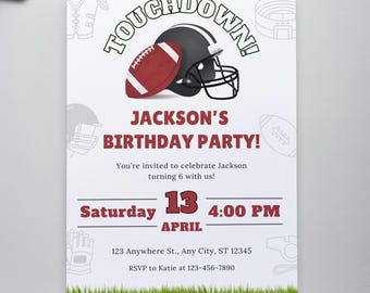 Editable Football Birthday Invitation, Football Birthday Invite Template, Sports Party, Sports Game Invite, Football Party, Instant Download