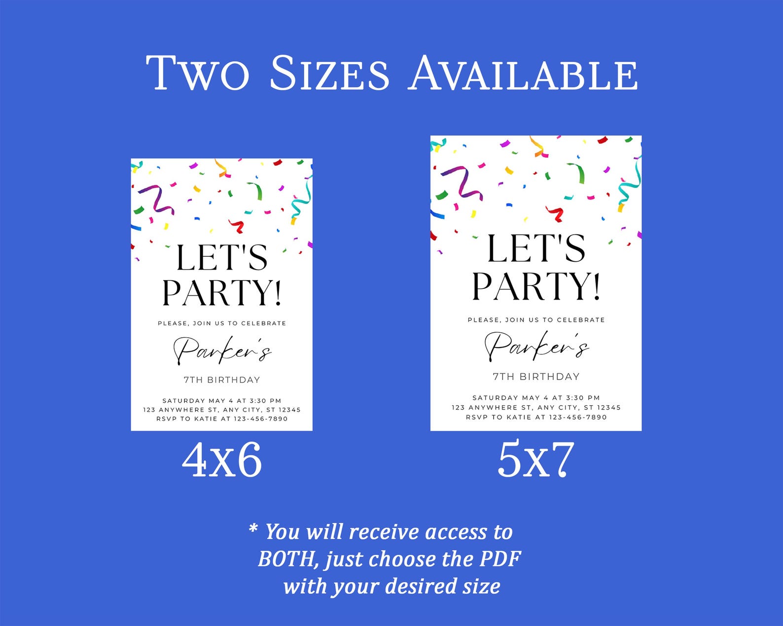 Editable Confetti Birthday Invitation, Colorful Confetti Invite ...