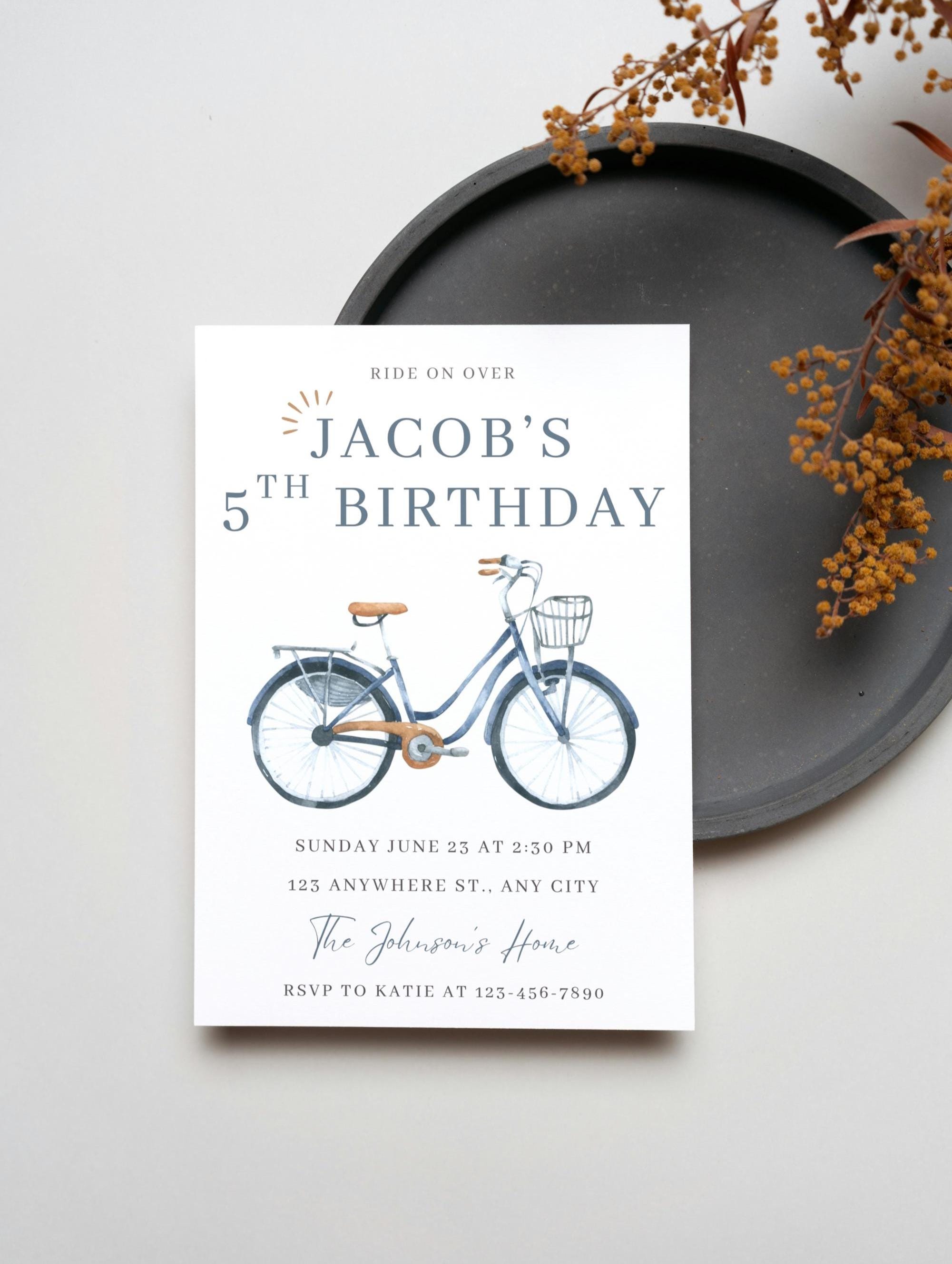 Editable Bicycle Party Invite, Bicycle Birthday Invitation Template ...