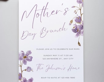Mother's Day Brunch Invitation, Mother's Day Invite, Editable Digital Template, Floral Invitation, Instant Download, Printable, Minimalistic