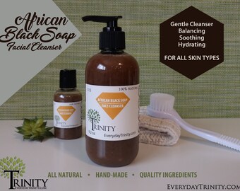 African Black Soap Facial Cleanser & Facial Exfoliating Wash // All Natural and Chemical Free //Moisturizing and Healing // Cruelty Free