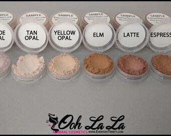 Mineral Foundation Sample Pack // All Natural // Gluten-Free // Vegan // Cruelty-Free // SPF // Full Coverage // Healthy Makeup // Flawless