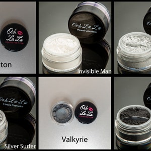Mineral Eye Shadow WHITE, SILVER & BLACK 10g Jar // All Natural // Gluten-Free // Vegan // Cruelty-Free // Flawless // Long Lasting
