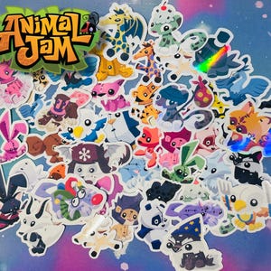 Juego de pegatinas de peluche del juego web Animal J Y2K / Animal Jam