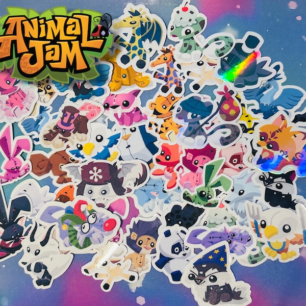 Juego de pegatinas de peluche del juego web Animal J Y2K / Animal Jam