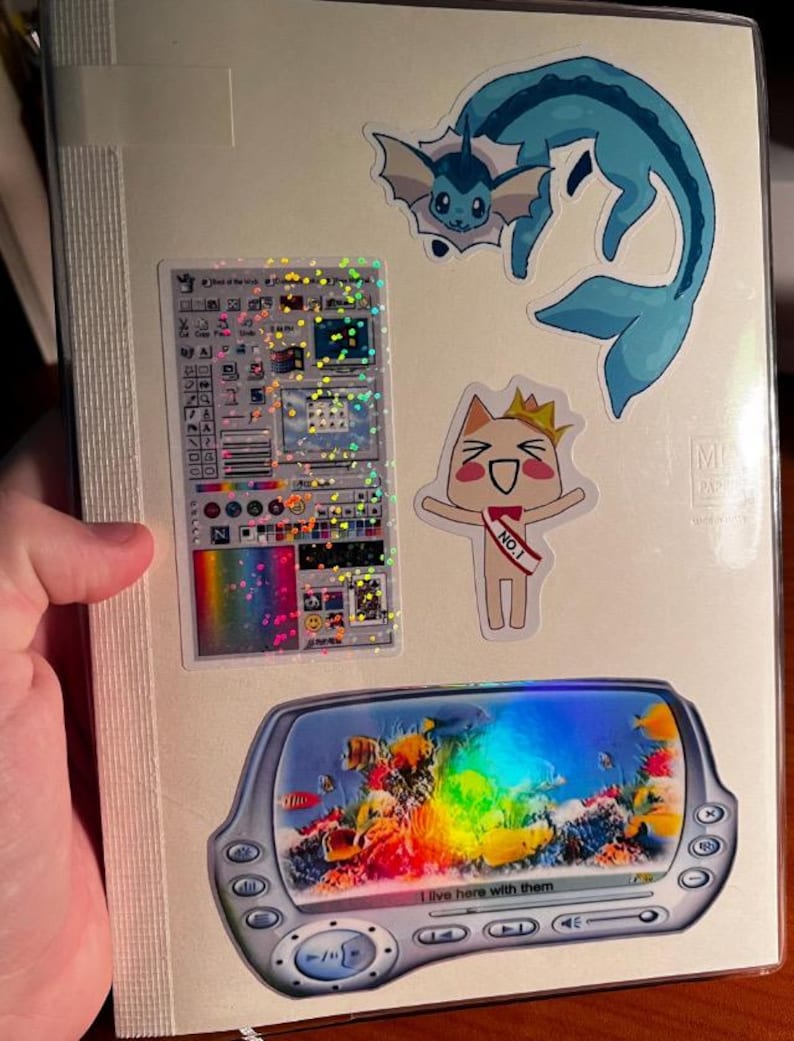 Y2k frutiger aero fish tank holographic sticker image 7