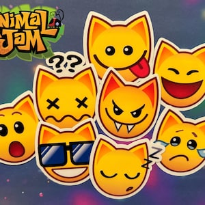 Y2K Tier J Web-Spiel Katze Emojis Aufkleber Set | Animal Jam Emojis