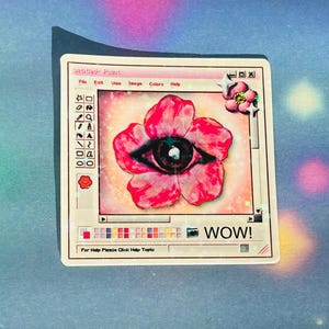 Y2K old eyeball flower website  sticker