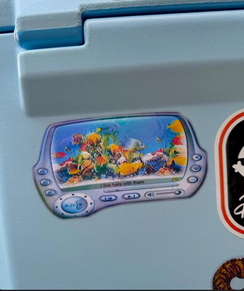 Y2k frutiger aero fish tank holographic sticker image 4