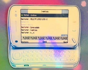 Y2k Nokia Klapphandy holografischer Aufkleber