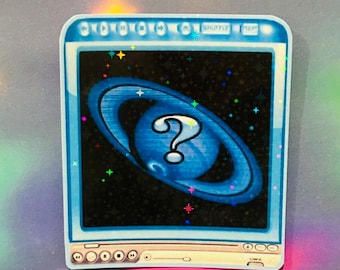 Y2K Space Saturn pop up holografischer Aufkleber
