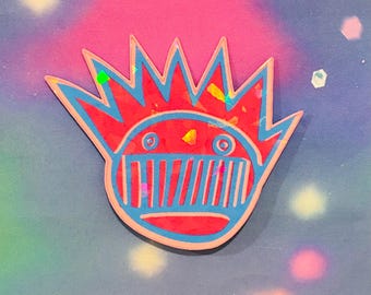 boognish God Ween Satan sticker | Cracked glass holographic