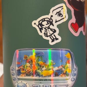 Y2k frutiger aero fish tank holographic sticker image 6