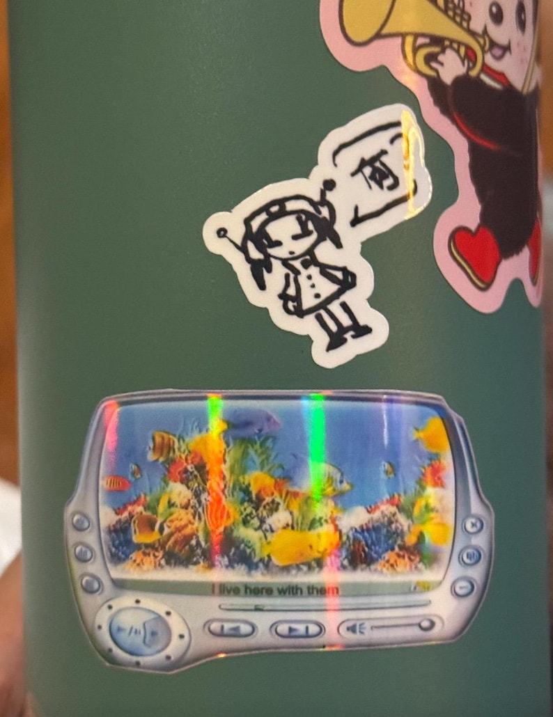 Y2k frutiger aero fish tank holographic sticker image 6