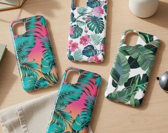 Tropical Floral Pattern iPhone 11 Case, iPhone XR Case, iPhone XS X, iPhone 8, 7 Plus, iPhone SE 2020 Pro Max Green Leaf Phone Cover