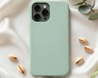 Pistachio Coloured Silicone Case For iPhone 12 11 XR XS X 8 7 (Plus, Pro) Protective Soft Magsafe Cover With Lining