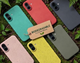 Biodegradable Eco Friendly iPhone Case For iPhone 17, iPhone 16, iPhone 15, iPhone 14 iPhone 13, 12 11 Pro Max XR 8 7 Plus Pink Black Cover