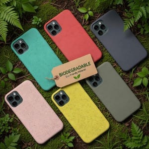 Biodegradable Phone Case For iPhone 17 16 15 14 Plus 13 Mini 12 11 Pro Max XR XS X SE 2020 8 7 Eco Friendly Shockproof Black Pink Cover