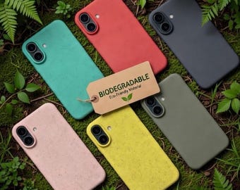 Eco Friendly Wheat Straw iPhone Case For  17 Pro Max 16 15 14 Plus 13 12 11 XR 8 7 Pink Black Cover