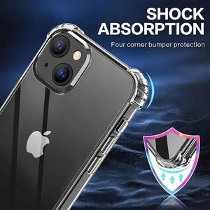 Genomskinligt telefonskal för iPhone 17, iPhone 16, 15 Pro Max 14 Plus 13 12 11 XR XS 8 7 Transparent skal med stötsäkra hörn och anti-gulning bild 4