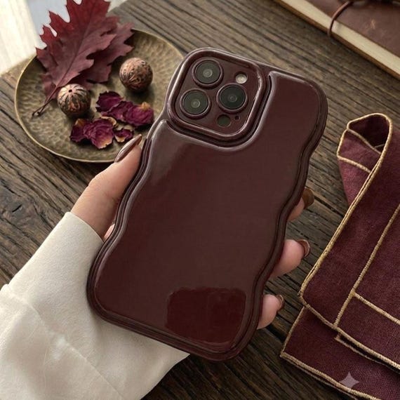 Wavy Burgundy - Trendy Phone Case, iPhone 17 Case, iPhone 16, iPhone 15, iPhone 14, iPhone 13 Pro Max, iPhone 12 Aesthetic Cover, Deep Red