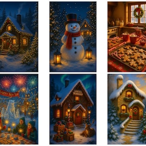 Christmas Winter Wonderland Art Bundle | 10 Digital Holiday Prints | 1024x1024 PNG/JPEG + 2000x3000 JPEG