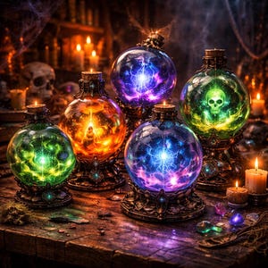 Colección de láminas artísticas de orbes de poción celestial