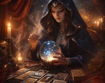 Arcane Oracle Tarot Art Print – Mystic Divination Wall Decor (Digital Download)