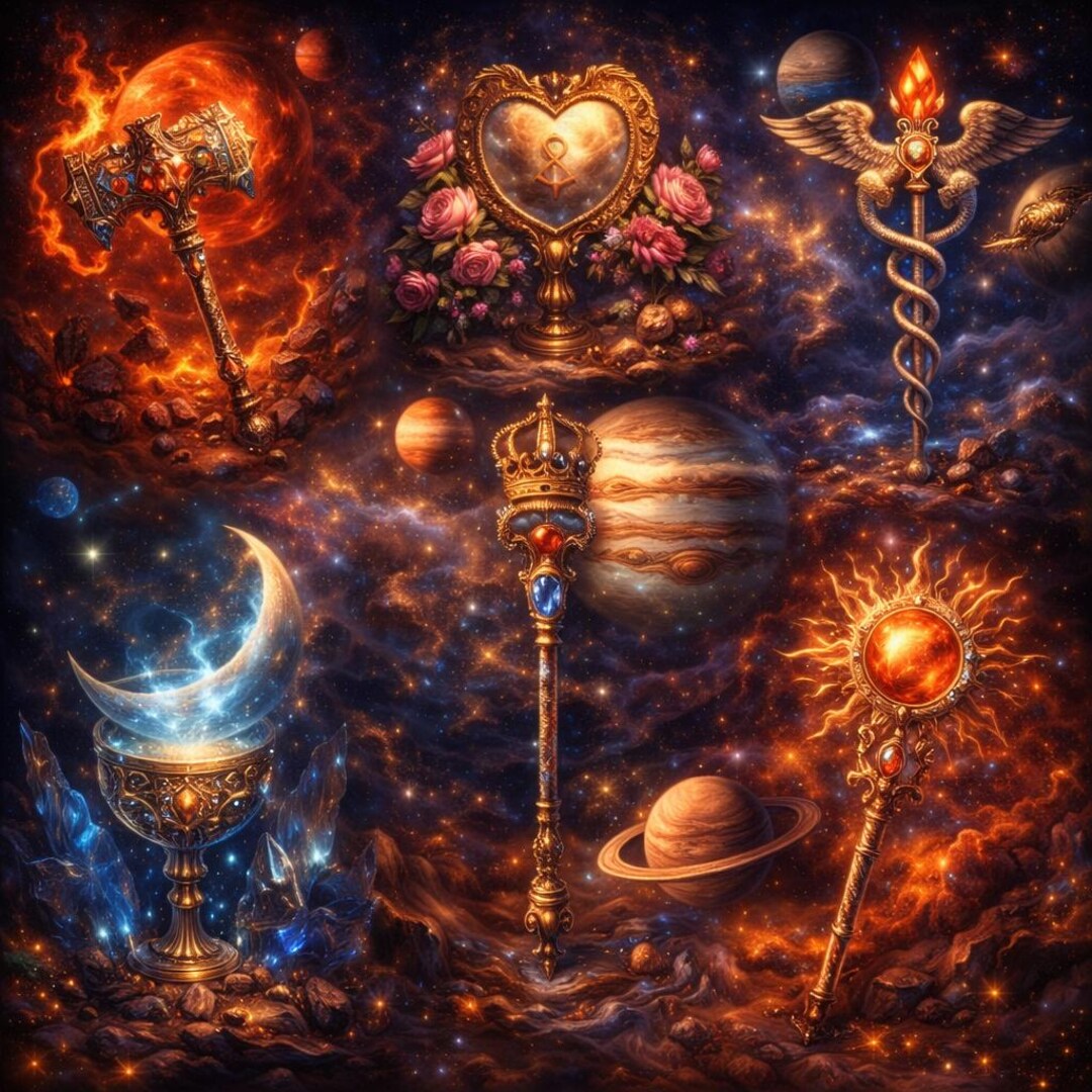 Planetary Rulers Astrology Art | Mystical Cosmic Symbols (digital ...