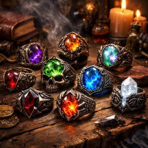 Ensemble d'impression d'art fantastique anneaux des arcanes : décoration d'intérieur mystique (téléchargement numérique)