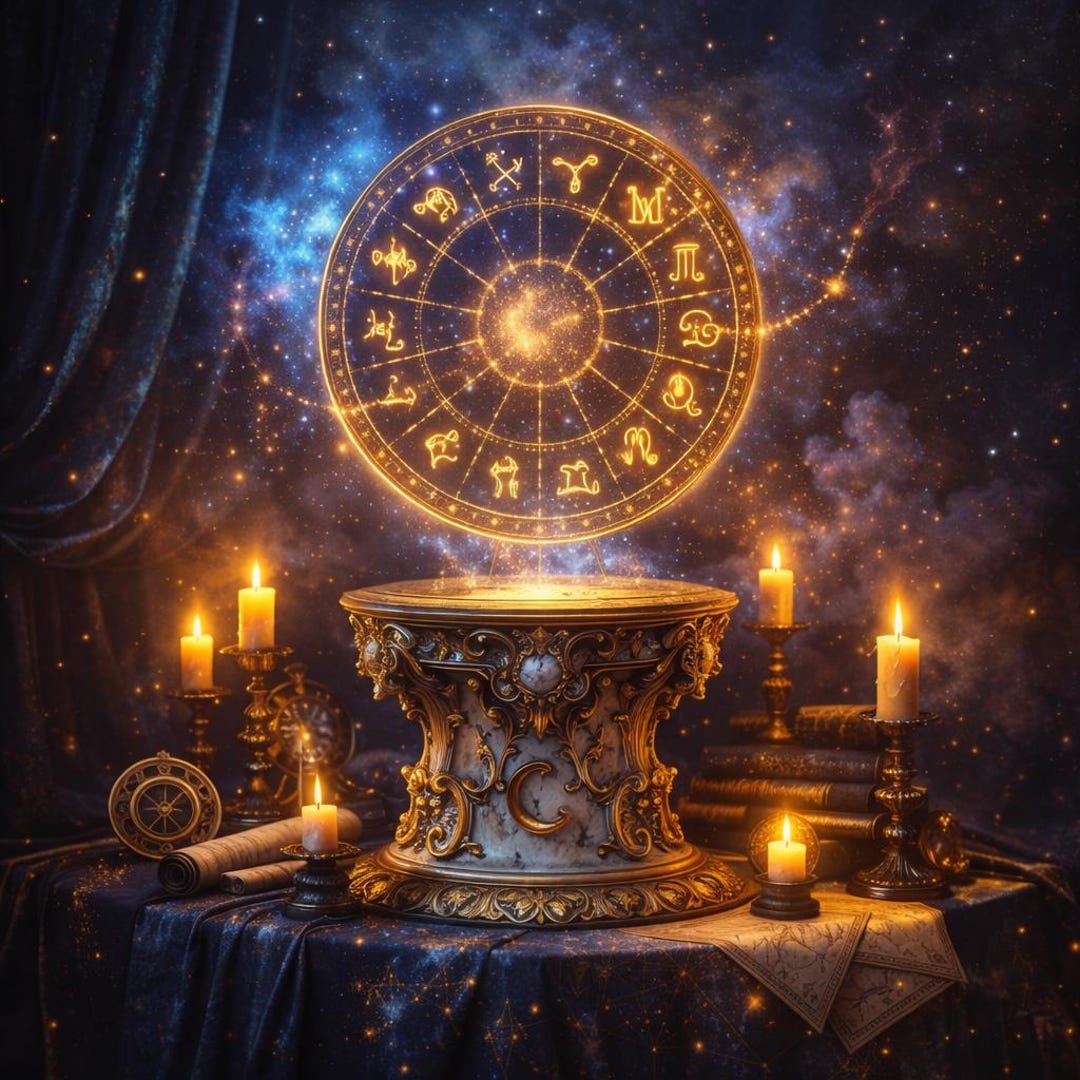 Celestial Zodiac Altar Art | Mystical Astrology Cosmic Symbols (digital ...