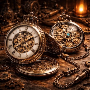Steampunk Pocket Watch Art 3D Wall Decor for Home, Cosplay & Maker Creations