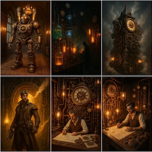 Steampunk Clipart Bundle | 10 Digital Art Images | 1024x1024 PNG & JPEG + 2000x3000 JPEG | Steampunk Wall Art and Crafts