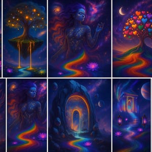 Mystieke kosmische kunstafdrukken: Fantasy Galaxy, png en jpeg (digitale download)