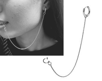 Chain Piercing Without HOLE CHAIN EARRING Fake fake earring Lip Ear Cuff