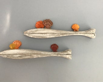 Handmade Fish Art or Shelf  Of Nautral Found Driftwood Artistry of Mother Nature Used for Candles, shells, birds, etc by Janet Dosenberry