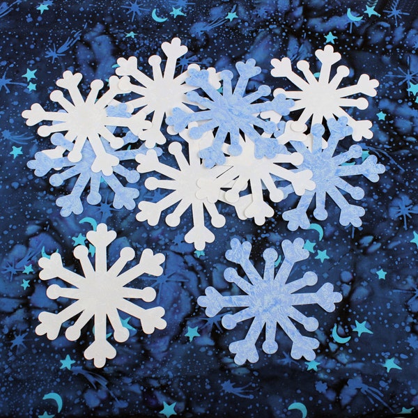 Snowflake Fabric Applique Iron-Ons, 5" Diameter,  Set of 6 in White or Blue Fairy Frost fabric