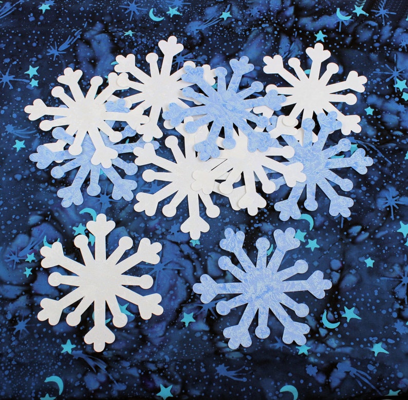 Snowflake Fabric Applique Iron-Ons, 5 Diameter, Set of 6 in White or Blue Fairy Frost fabric image 1