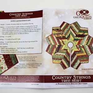 Quilted Christmas Tree Skirt PATTERN Country Strings Tree Skirt, Foundation Pieced Christmas Quilt Pattern, image 8