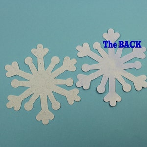 Snowflake Fabric Applique Iron-Ons, 5 Diameter, Set of 6 in White or Blue Fairy Frost fabric image 4