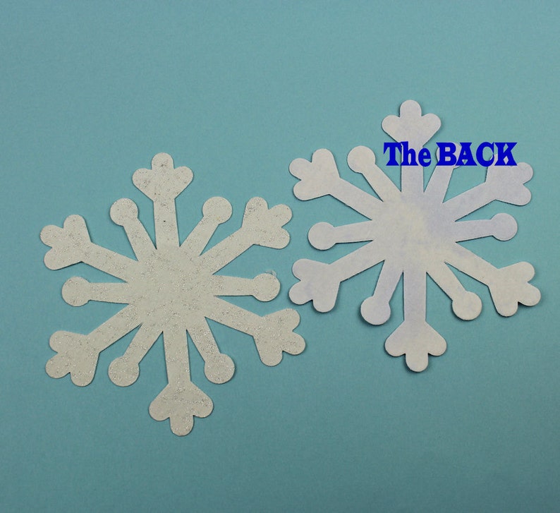 Snowflake Fabric Applique Iron-Ons, 5 Diameter, Set of 6 in White or Blue Fairy Frost fabric image 4