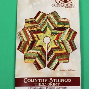 Quilted Christmas Tree Skirt PATTERN Country Strings Tree Skirt, Foundation Pieced Christmas Quilt Pattern, image 7