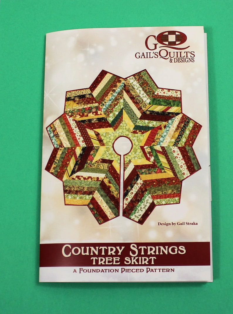 Quilted Christmas Tree Skirt PATTERN Country Strings Tree Skirt, Foundation Pieced Christmas Quilt Pattern, image 7