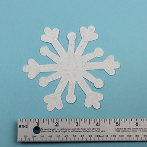 Snowflake Fabric Applique Iron-Ons, 5 Diameter, Set of 6 in White or Blue Fairy Frost fabric image 3